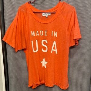 M Wildfox Bright Orange 'Made in USA' Tee